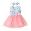 Digood Toddler Baby Girls Tulle Princess Dress Easter Cartoon Rabbit Printed Sleeveless Playwear Casual Dress Headbands(Blue,6-12 Months) view 1