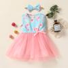Digood Toddler Baby Girls Tulle Princess Dress Easter Cartoon Rabbit Printed Sleeveless Playwear Casual Dress Headbands(Blue,6-12 Months) view 2