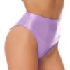 Freebily Women's Glossy High Waist Panty Briefs High Cut Rave Underwear Booty Dance Shorts Bottoms Light Purple Medium view 4