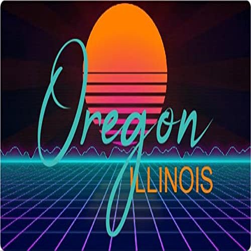 Oregon Illinois 2 X 1.25-Inch Vinyl Decal Stiker Retro Neon Design