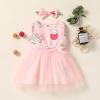 Digood Toddler Baby Girls Tulle Princess Dress Easter Cartoon Rabbit Printed Sleeveless Playwear Casual Dress Headbands(Pink,18-24 Months) view 2
