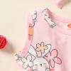 Digood Toddler Baby Girls Tulle Princess Dress Easter Cartoon Rabbit Printed Sleeveless Playwear Casual Dress Headbands(Pink,18-24 Months) view 4