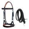CHALLENGER Horse Western Leather Tan Padded Bitless Sidepull Bridle Reins 77RS33TN-F view 1