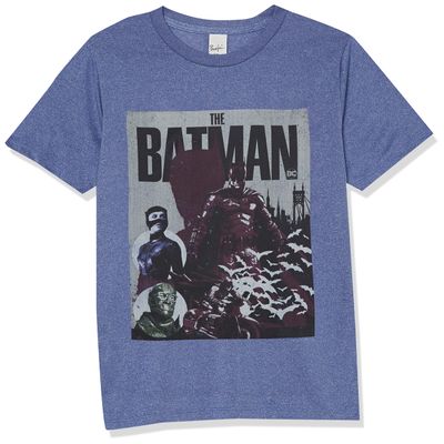 Warner Bros. boys The Batman Retro Bat Poster Short Sleeve Tee T Shirt, Royal Blue Heather, Large US
