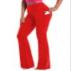 BUBBLELIME 29"/31"/33"/35"/37" Women High Waist Bootlegs Yoga Pants Tummy Control Bootcut Workout Flared Out Pockets -Scarlet Large_33" Inseam view 1