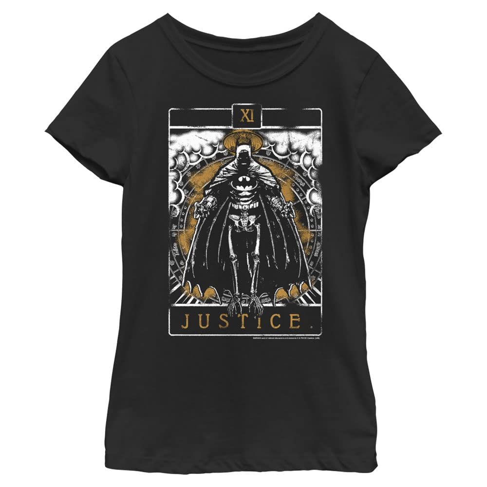 DC Comics Warner Bros. Girls Batman Justice Short Sleeve Tee T Shirt, Black, Medium US
