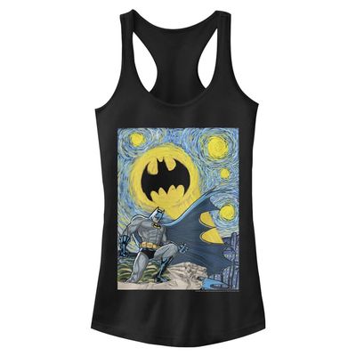 WARNER BROS DC Comics Womens Batman Starry Gotham Women's Fast Fashion Racerback Tank Top Shirt, Black, Medium US