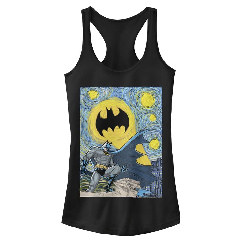WARNER BROS DC Comics Womens Batman Starry Gotham Women's Fast Fashion Racerback Tank Top Shirt, Black, Medium US