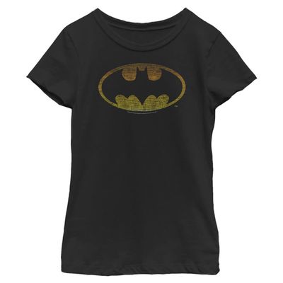 DC Comics Girl's Color Bat Chest T-Shirt, X-Small, Black
