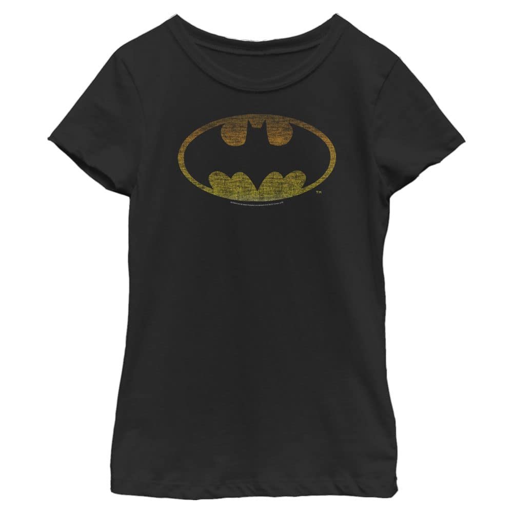 DC Comics Girl's Color Bat Chest T-Shirt, X-Small, Black