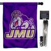 College Flags & Banners Co. James Madison Dukes New Logo Double Sided House Flag with Flag Pole Set view 1
