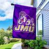 College Flags & Banners Co. James Madison Dukes New Logo Double Sided House Flag with Flag Pole Set view 3