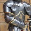 Nautical-Mart Medieval Knight Gothic Suit of Armor Horns 15th Century Body Armour (Arm Set), black view 1