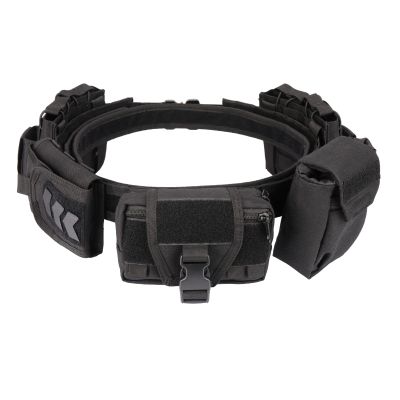 YAKEDA Tactical Battle Belts for Men- Quick Release Trigger Airsoft Belt Heavy Duty Belts with Pouches 7 PCS (Black)