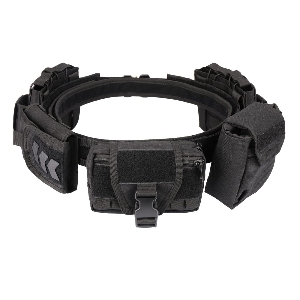 YAKEDA Tactical Battle Belts for Men- Quick Release Trigger Airsoft Belt Heavy Duty Belts with Pouches 7 PCS (Black)