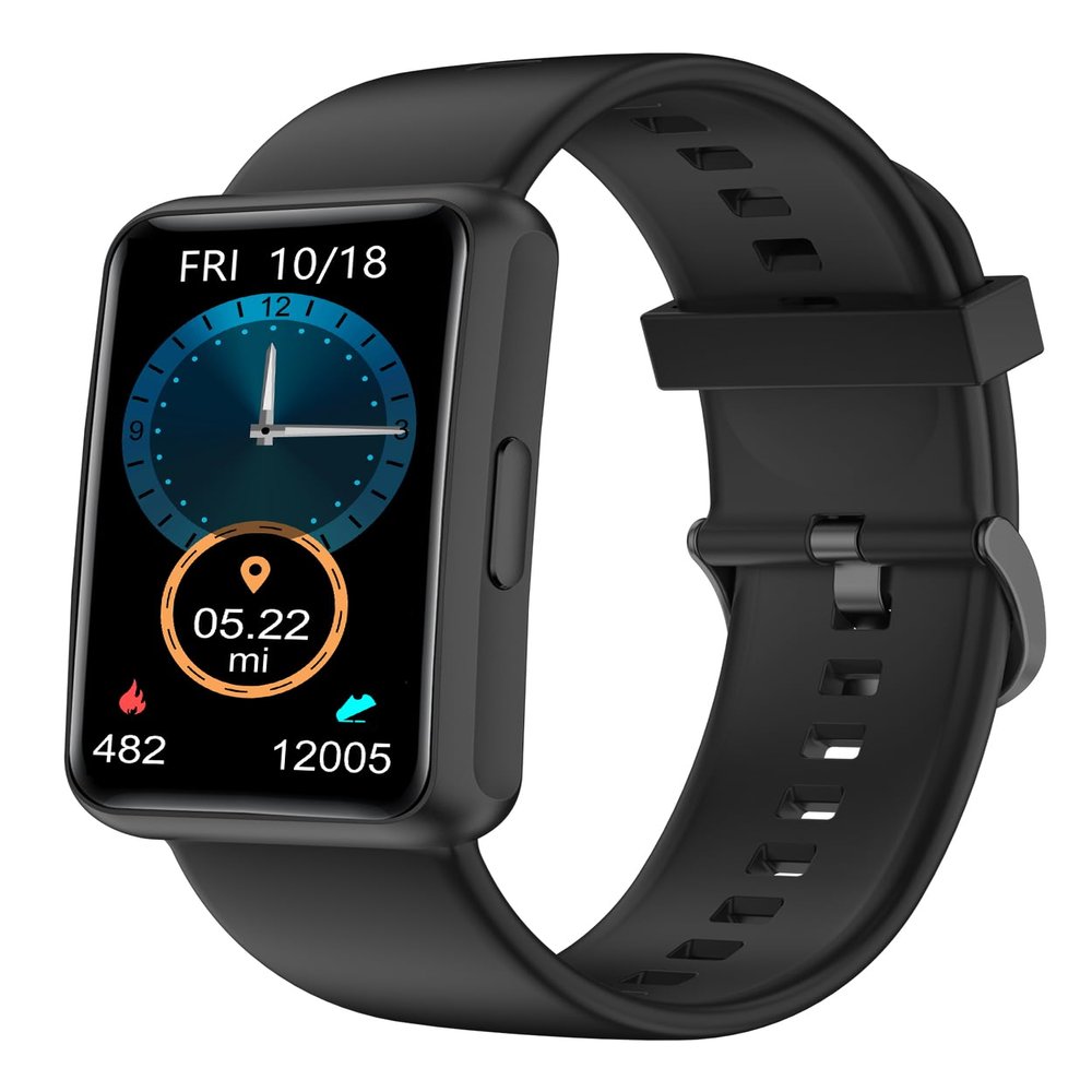 HUAKUA Fitness Tracker No Bluetooth No APP No Phone Needed, Fitness Watch for Men Women Parents IP68 Waterproof with Full Touch Screen Steps Calories Counter Sleep Tracker Alarm Clocks (Black)