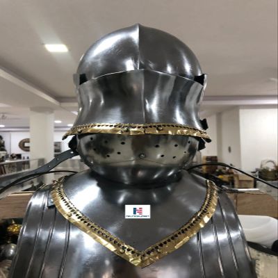 Nautical-Mart LARP Medieval Gothic Knight Half Suit of Armor Wearable Costume (Armor Helmet)