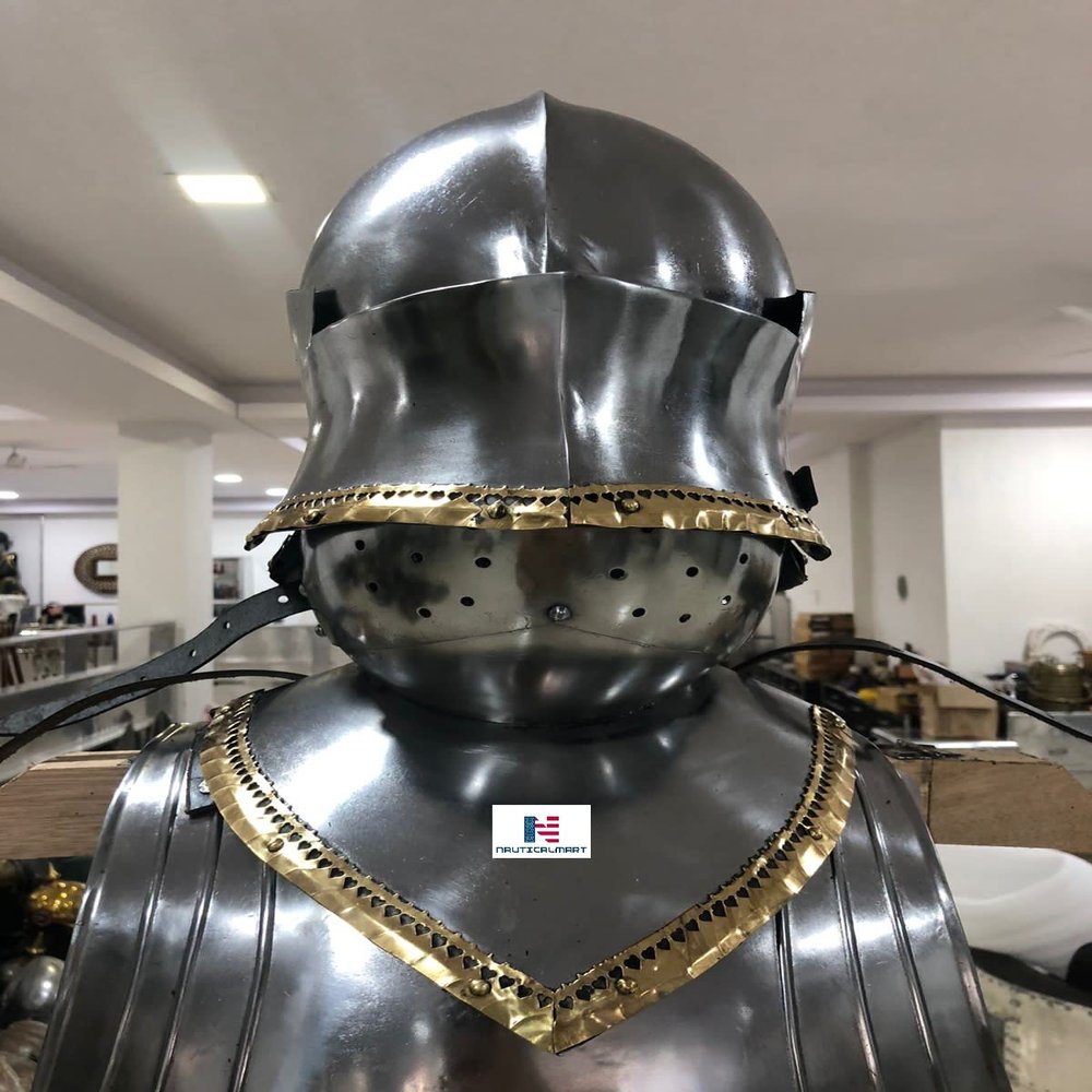 Nautical-Mart LARP Medieval Gothic Knight Half Suit of Armor Wearable Costume (Armor Helmet)