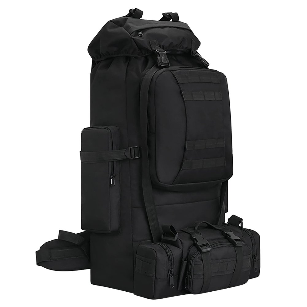 HongXingHai 100L Camping Hiking Backpack,Molle military Tactical rucksack backpack,Waterproof Lightweight Hiking Backpack (Black)