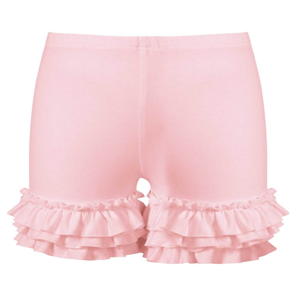 FEESHOW Baby Toddler Girls Casual Elastic Waistband Tiered Ruffle Hem Cotton Tumbling Athletic Shorts Pink 1-2 Years