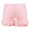 FEESHOW Baby Toddler Girls Casual Elastic Waistband Tiered Ruffle Hem Cotton Tumbling Athletic Shorts Pink 1-2 Years view 1