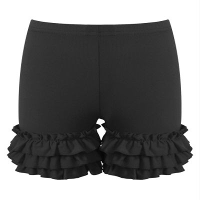 FEESHOW Baby Toddler Girls Casual Elastic Waistband Tiered Ruffle Hem Cotton Tumbling Athletic Shorts Black 1-2 Years