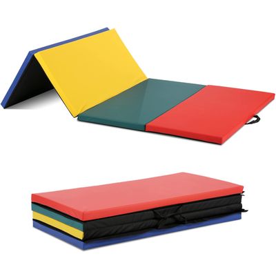 HCY Exercise Mat Gymnastics Mat Tumbling Mat 4'x8'x2 Pu Leather with Carrying Handles for Yoga,Home Gym,Core Workouts,Stretching-Vibrant Colors, 92 inches (L)x46 inches (W)x2 inches (D)