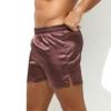 Agoky Men's Silky Satin Boxers Shorts Trunks Style Underwear Loose Smooth Sleepwear Pants 2# Coffee Medium view 3