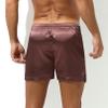Agoky Men's Silky Satin Boxers Shorts Trunks Style Underwear Loose Smooth Sleepwear Pants 2# Coffee Medium view 4