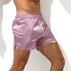 Agoky Men's Silky Satin Boxers Shorts Trunks Style Underwear Loose Smooth Sleepwear Pants 2# Pink Medium view 2
