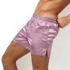 Agoky Men's Silky Satin Boxers Shorts Trunks Style Underwear Loose Smooth Sleepwear Pants 2# Pink Medium view 3