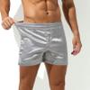 Agoky Men's Silky Satin Boxers Shorts Trunks Style Underwear Loose Smooth Sleepwear Pants 2# Grey Large view 4