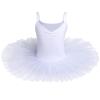 Toddler Girls Ballet Dance Dress Leotard Camisole Sleeveless Skirted Ballerina Tank Kid Gymnastic Spaghetti Shoulder Straps V-Neck Dancewear Tulle Costume Performance Dresses White 9-10 Years view 1