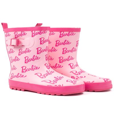Barbie Girls Pink Classic Rain Boots | Pull-On Design for Outdoor Play & Rainy Weather Merch - 8 UK Child
