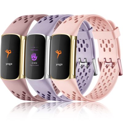 Maledan Compatible for Fitbit Charge 5 Bands/Fitbit Charge 6 Bands for Women Girls, Breathable Sport Band Waterproof Wristbands Replacement Strap for Fitbit Charge 5/ Charge 6 Bands, 3 Pack