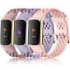 Maledan Compatible for Fitbit Charge 5 Bands/Fitbit Charge 6 Bands for Women Girls, Breathable Sport Band Waterproof Wristbands Replacement Strap for Fitbit Charge 5/ Charge 6 Bands, 3 Pack view 1