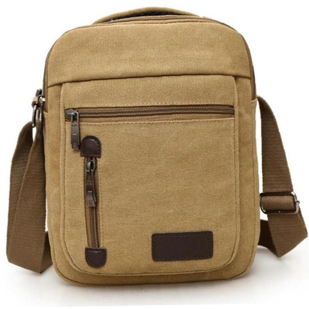 Froiny Retro Canvas Multi-Function Mobile Phone Bag Outdoor Travel Bag Messenger Shoulder Bag Casual Style Male Handbag