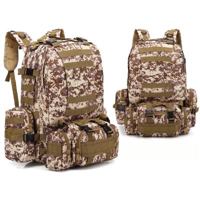 Multifunctional CombinationTactical Backpack, Assault Pack, Military Tactical Army Backpack, Belt Bag with Removable Bag, 10 Colors Are Available, 55l ( Color : Desert digital color , Size : 55L )