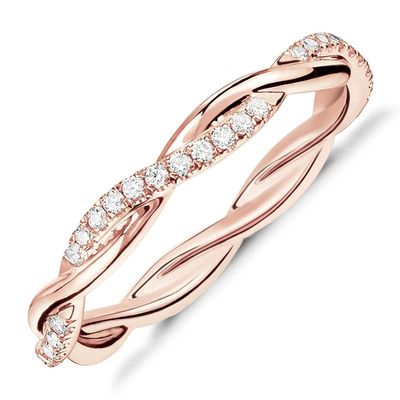 PAVOI 18K Gold Vermeil Twisted Rope CZ Eternity Ring - Rose Gold