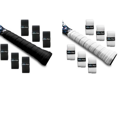 ALIEN PROS 12 Pack Black & White Tennis Racket Grip Tape - Wrap Your Racquet for High Performance