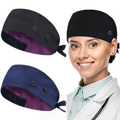 ABAMERICA Working Caps with Button and Sweatband, Adjustable Working Hats for Women Men, One Size (Tie Back or Toggle)
