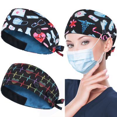 ABAMERICA Working Caps with Button and Sweatband, Adjustable Working Hats for Women Men, One Size (Tie Back or Toggle)