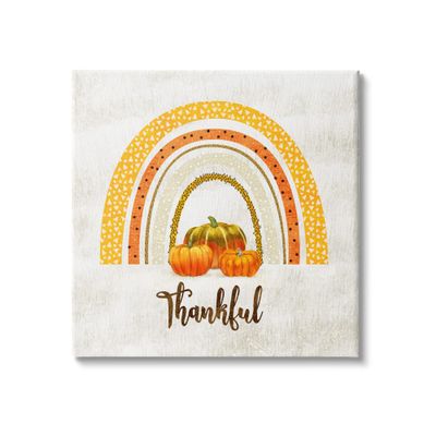 Stupell Industries Thankful Text Orange Autumn Rainbow Abstract Patterns, Design by Ziwei Li
