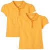 The Children's Place girls Short Sleeve Ruffle Pique Polo Shirt, Yellow Pencil 2 Pack, Small US view 1