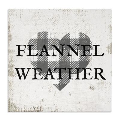 'Flannel Weather Phrase Patchwork Plaid Heart'| Canvas Art
