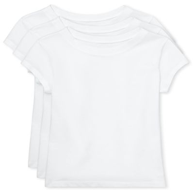 The Children's Place Girls' 3 Pack Short Sleeve Basic Layering T-Shirt, White, Large