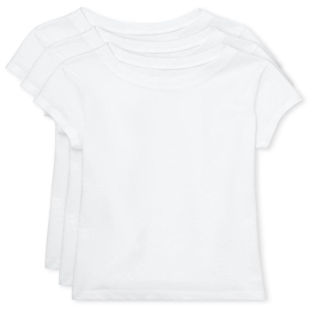 The Children's Place Girls' 3 Pack Short Sleeve Basic Layering T-Shirt, White, Large