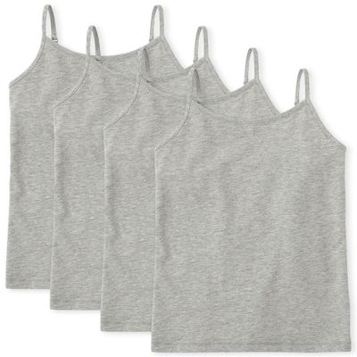 The Children's Place Girls' 4 Pack Basic Cami, Heather Gray, Large