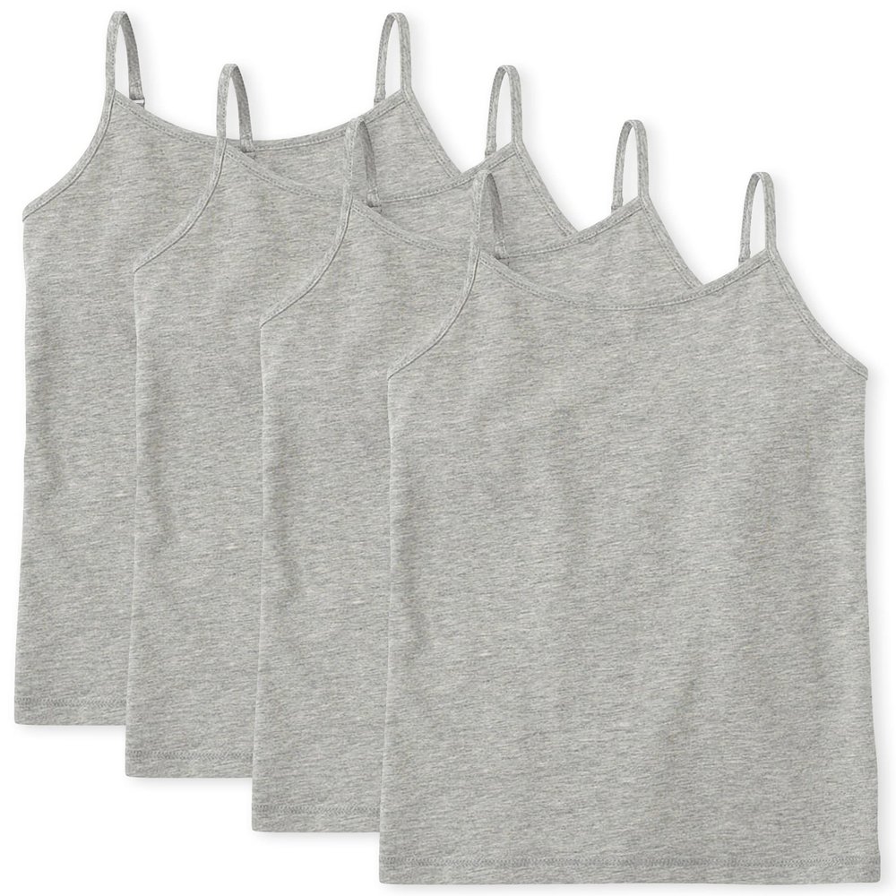 The Children's Place Girls' 4 Pack Basic Cami, Heather Gray, Large