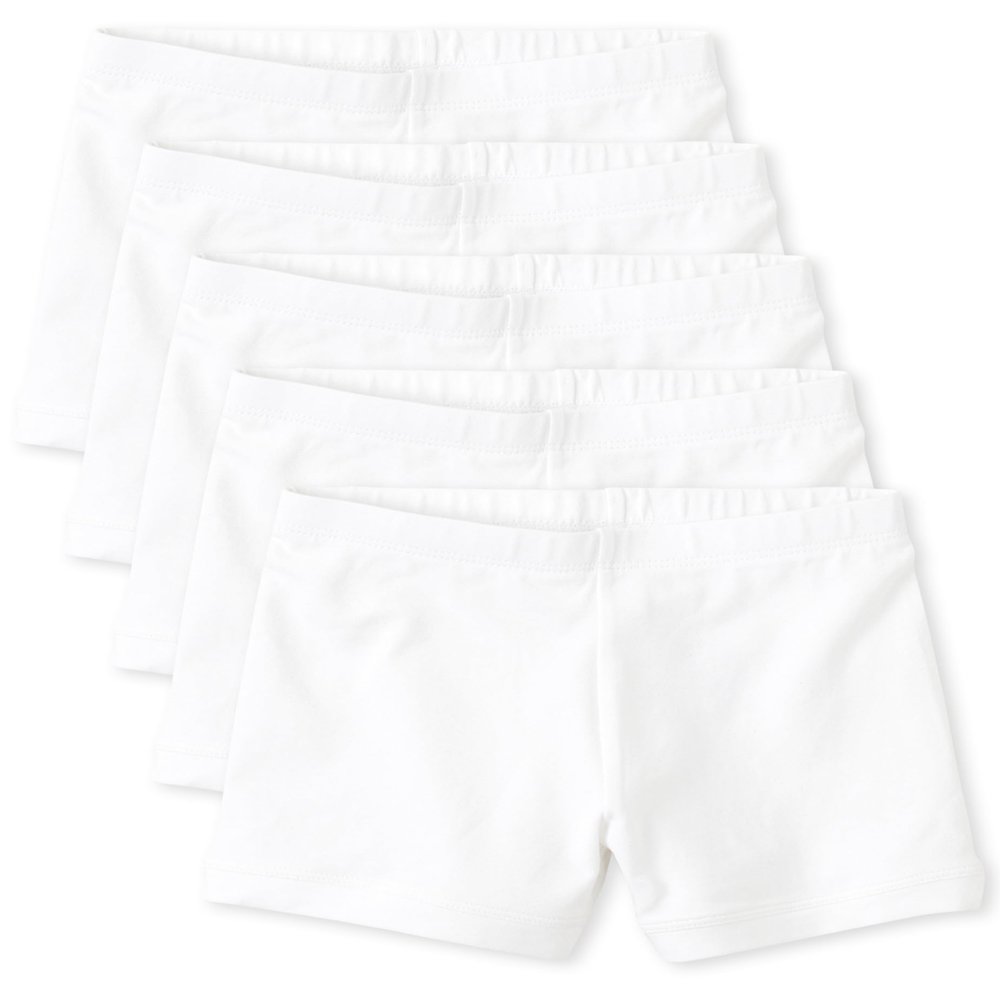 The Children's Place Girls' 5 Pack Basic Cartwheel Short, White, Large